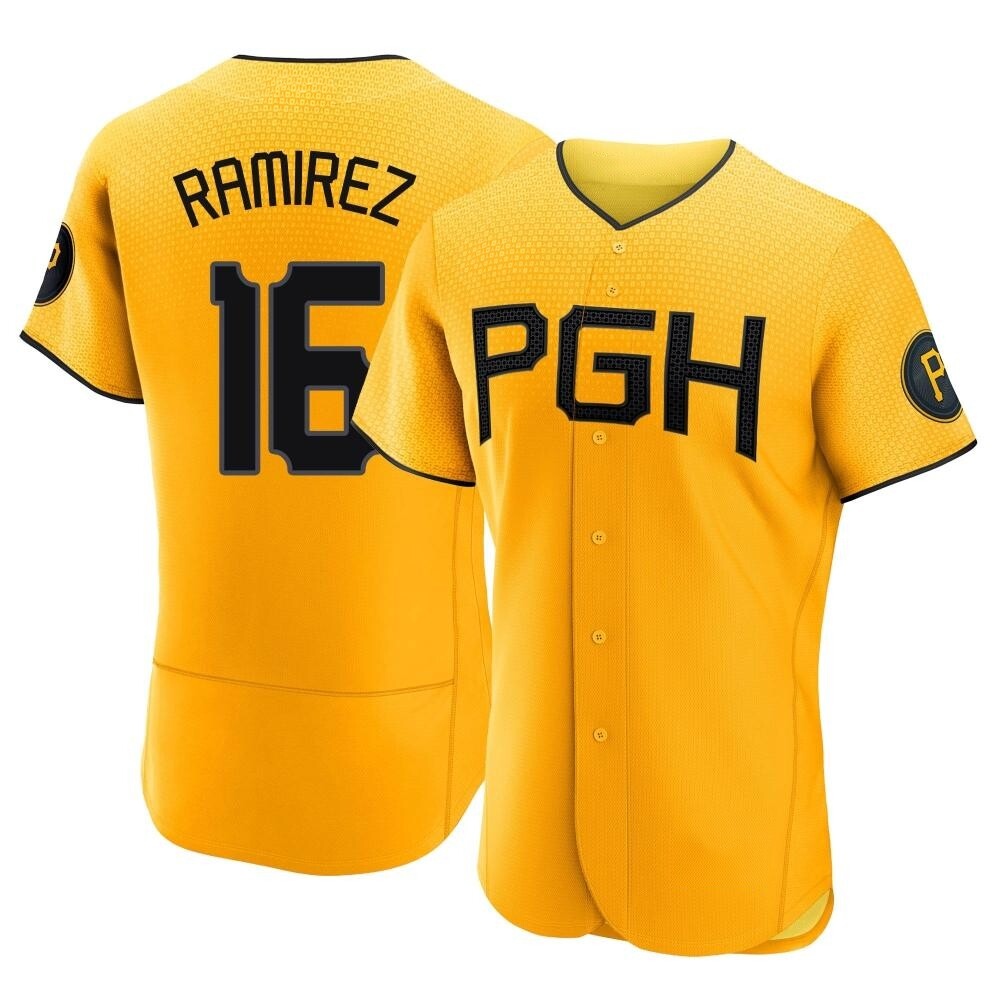 Authentic Pittsburgh Pirates Aramis Ramirez 2023 City Connect Jersey - Gold Authentic Pittsburgh Pirates Aramis Ramirez 2023 City Connect Jersey - Gold
