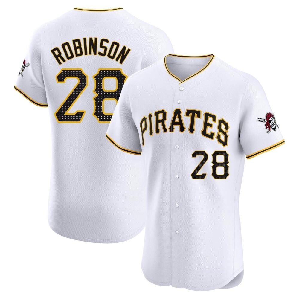 Elite Pittsburgh Pirates Bill Robinson Home Jersey - White Elite Pittsburgh Pirates Bill Robinson Home Jersey - White