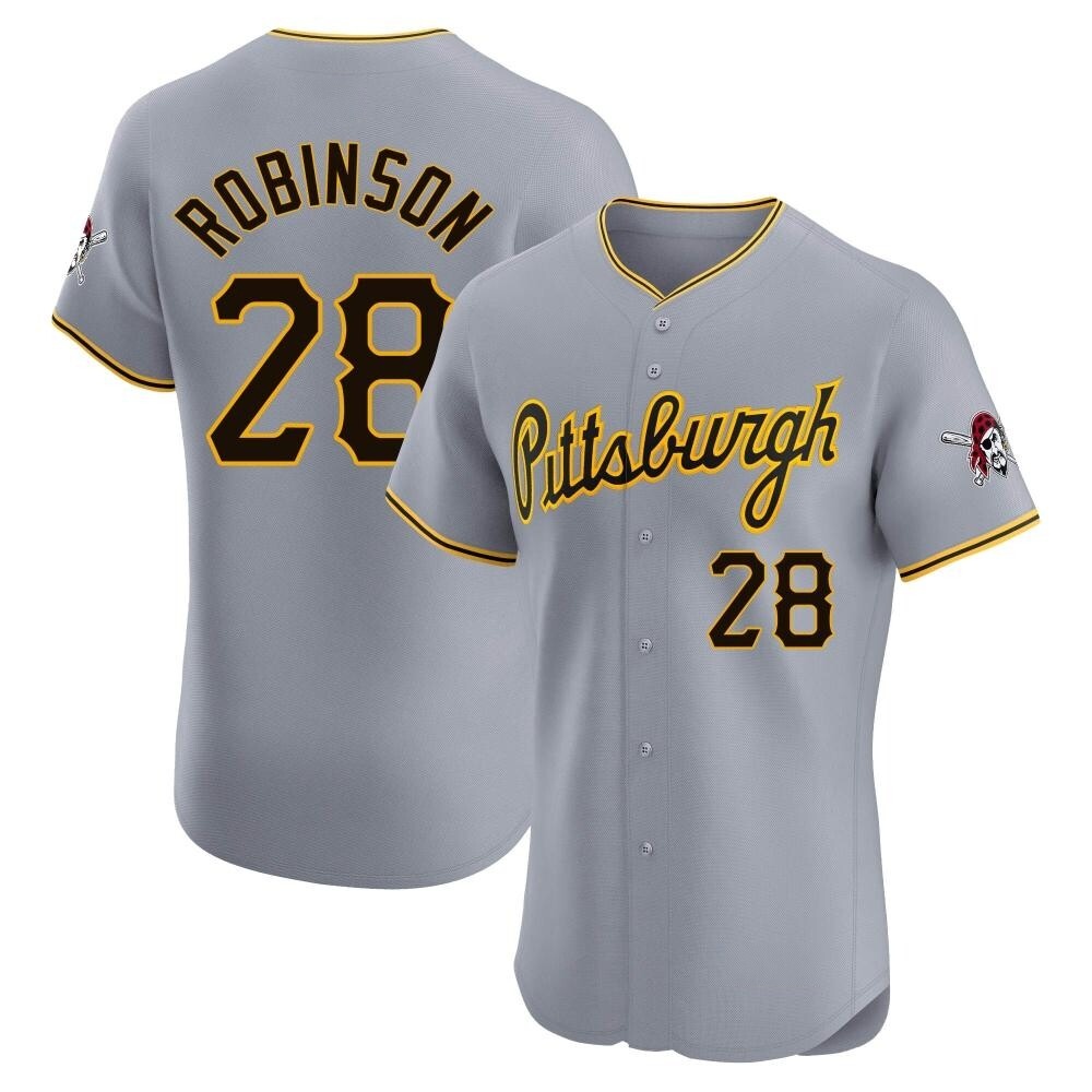 Elite Pittsburgh Pirates Bill Robinson Road Jersey - Gray Elite Pittsburgh Pirates Bill Robinson Road Jersey - Gray