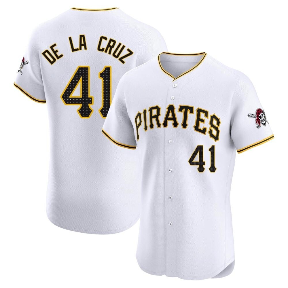 Elite Pittsburgh Pirates Bryan De La Cruz Home Jersey - White Elite Pittsburgh Pirates Bryan De La Cruz Home Jersey - White