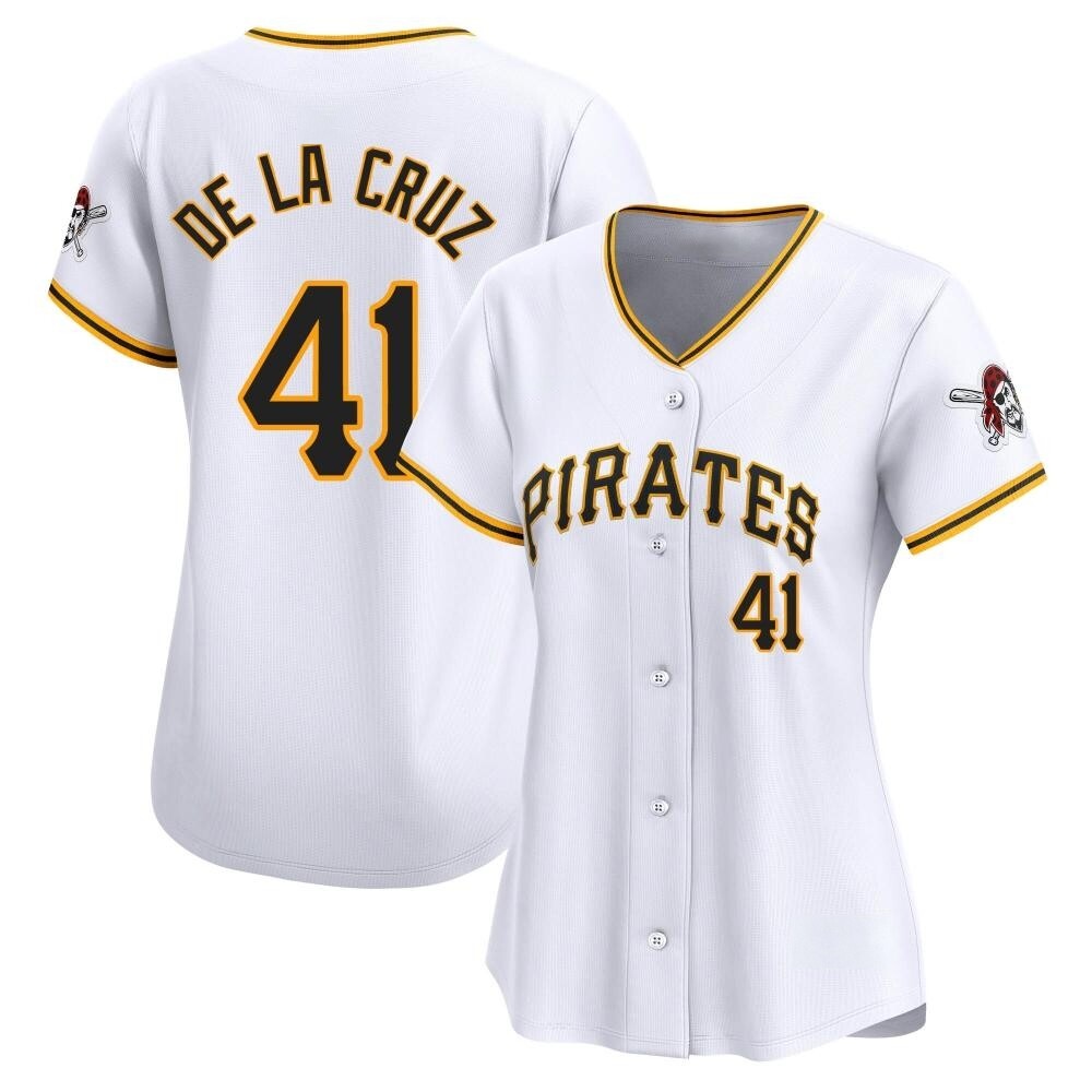 Women's Limited Pittsburgh Pirates Bryan De La Cruz Home Jersey - White Women's Limited Pittsburgh Pirates Bryan De La Cruz Home Jersey - White