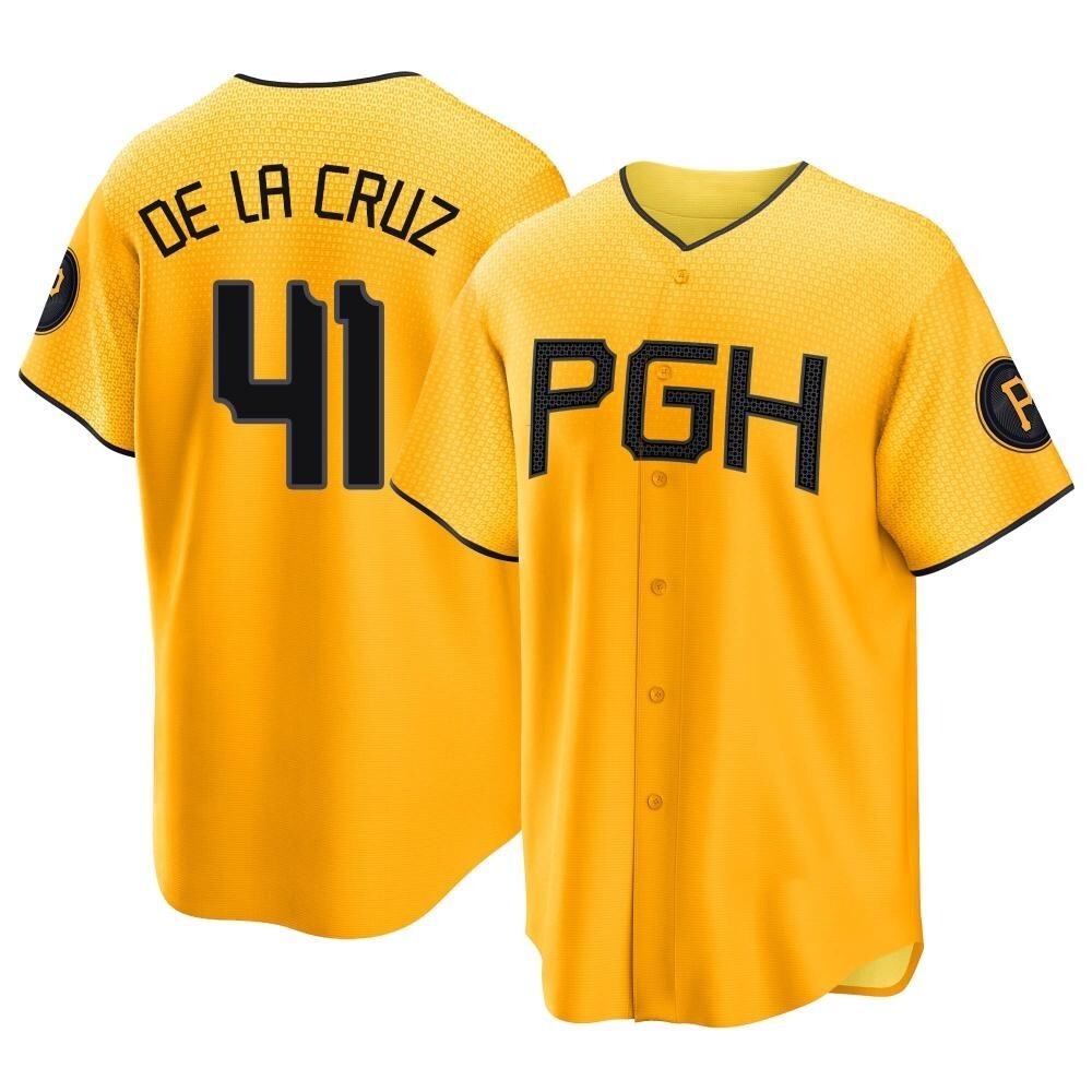 Youth Replica Pittsburgh Pirates Bryan De La Cruz 2023 City Connect Jersey - Gold Youth Replica Pittsburgh Pirates Bryan De La Cruz 2023 City Connect Jersey - Gold