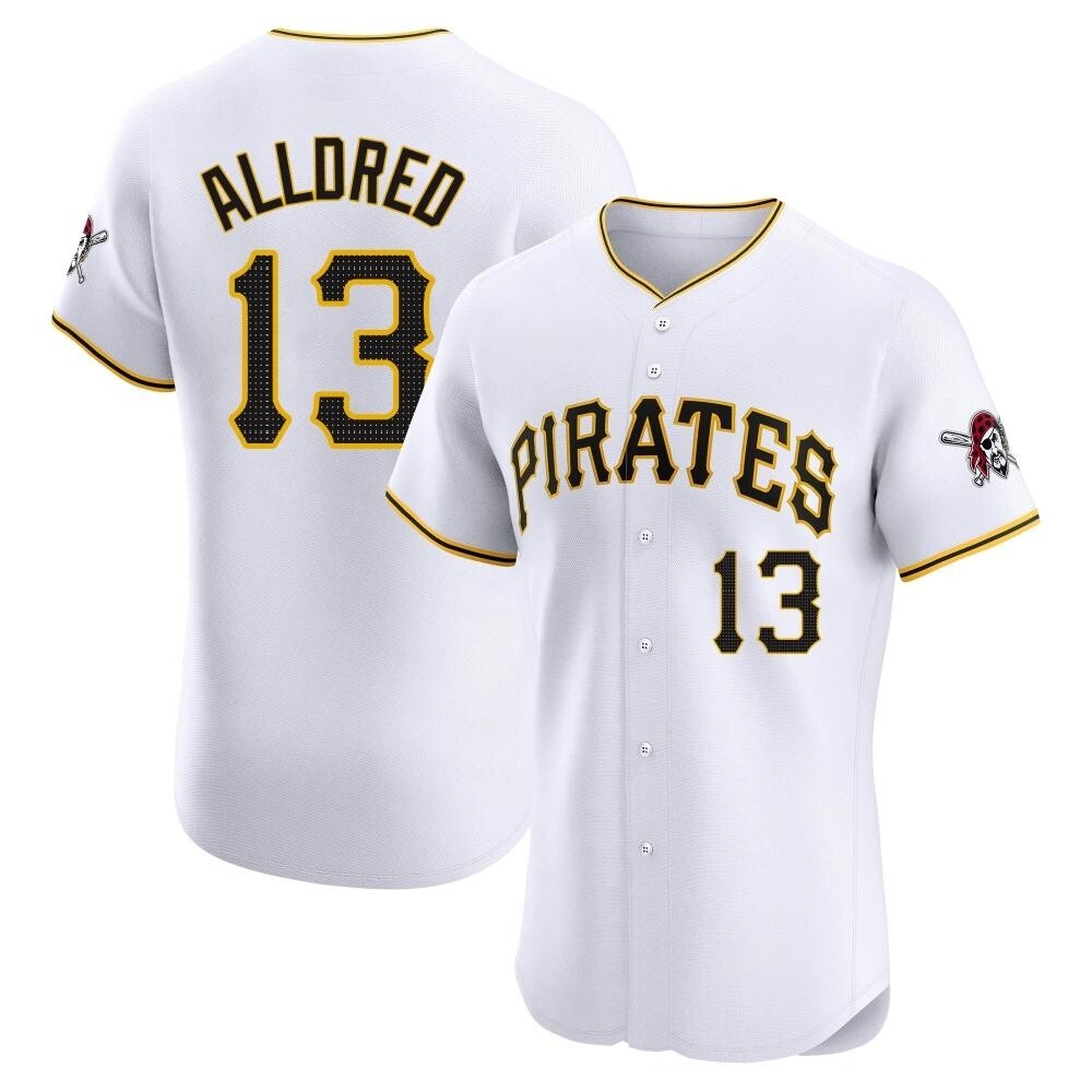 Elite Pittsburgh Pirates Cameron Alldred Home Jersey - White Elite Pittsburgh Pirates Cameron Alldred Home Jersey - White