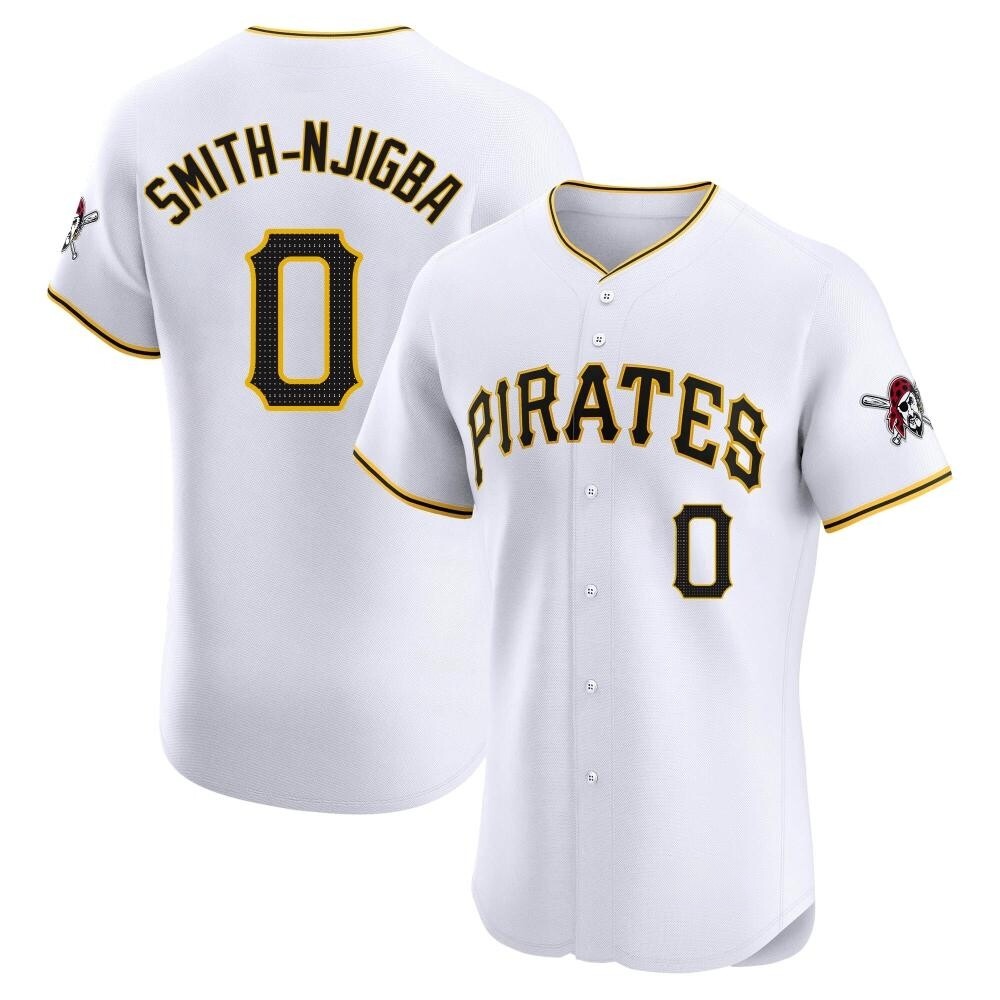 Elite Pittsburgh Pirates Canaan Smith-Njigba Home Jersey - White Elite Pittsburgh Pirates Canaan Smith-Njigba Home Jersey - White