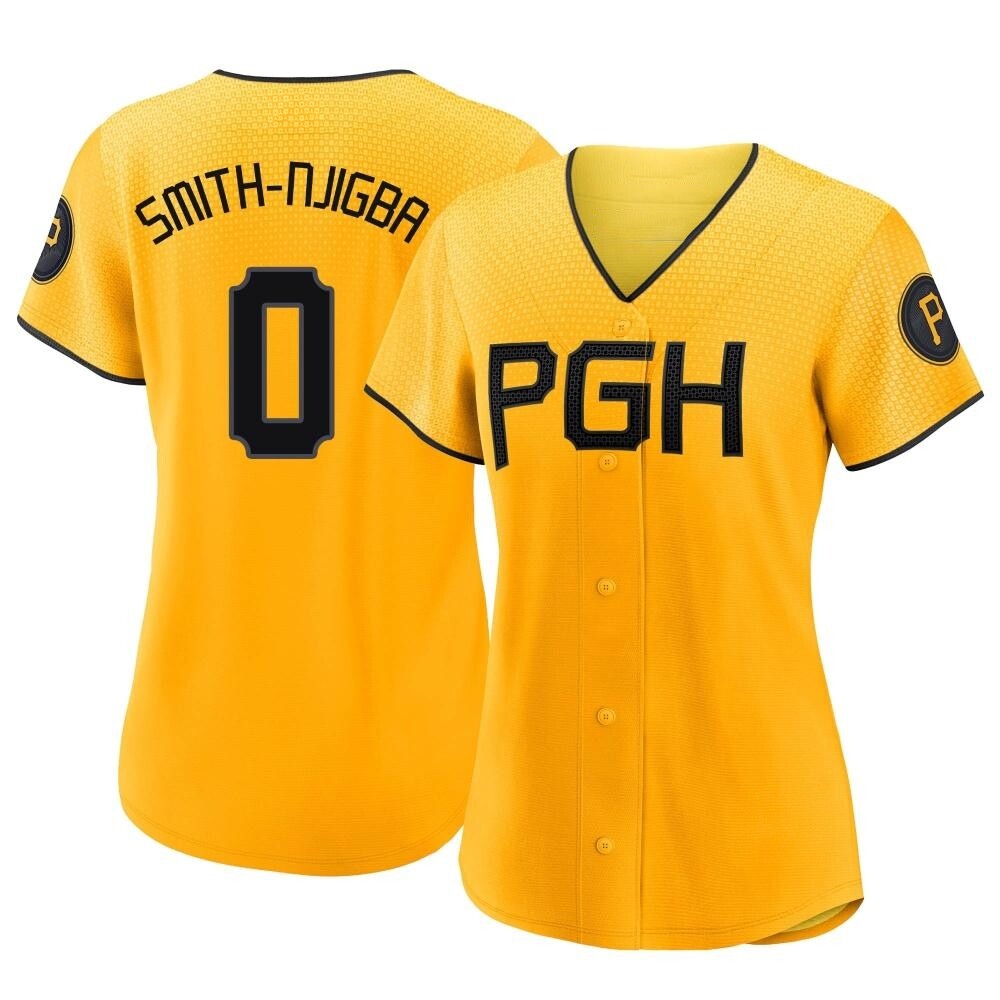 Women's Authentic Pittsburgh Pirates Canaan Smith-Njigba 2023 City Connect Jersey - Gold Women's Authentic Pittsburgh Pirates Canaan Smith-Njigba 2023 City Connect Jersey - Gold