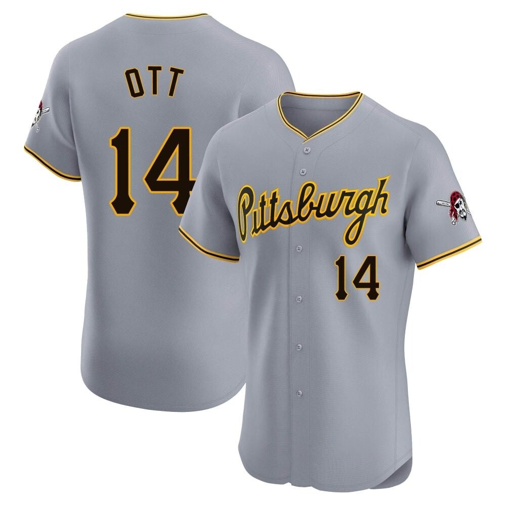 Elite Pittsburgh Pirates Ed Ott Road Jersey - Gray Elite Pittsburgh Pirates Ed Ott Road Jersey - Gray