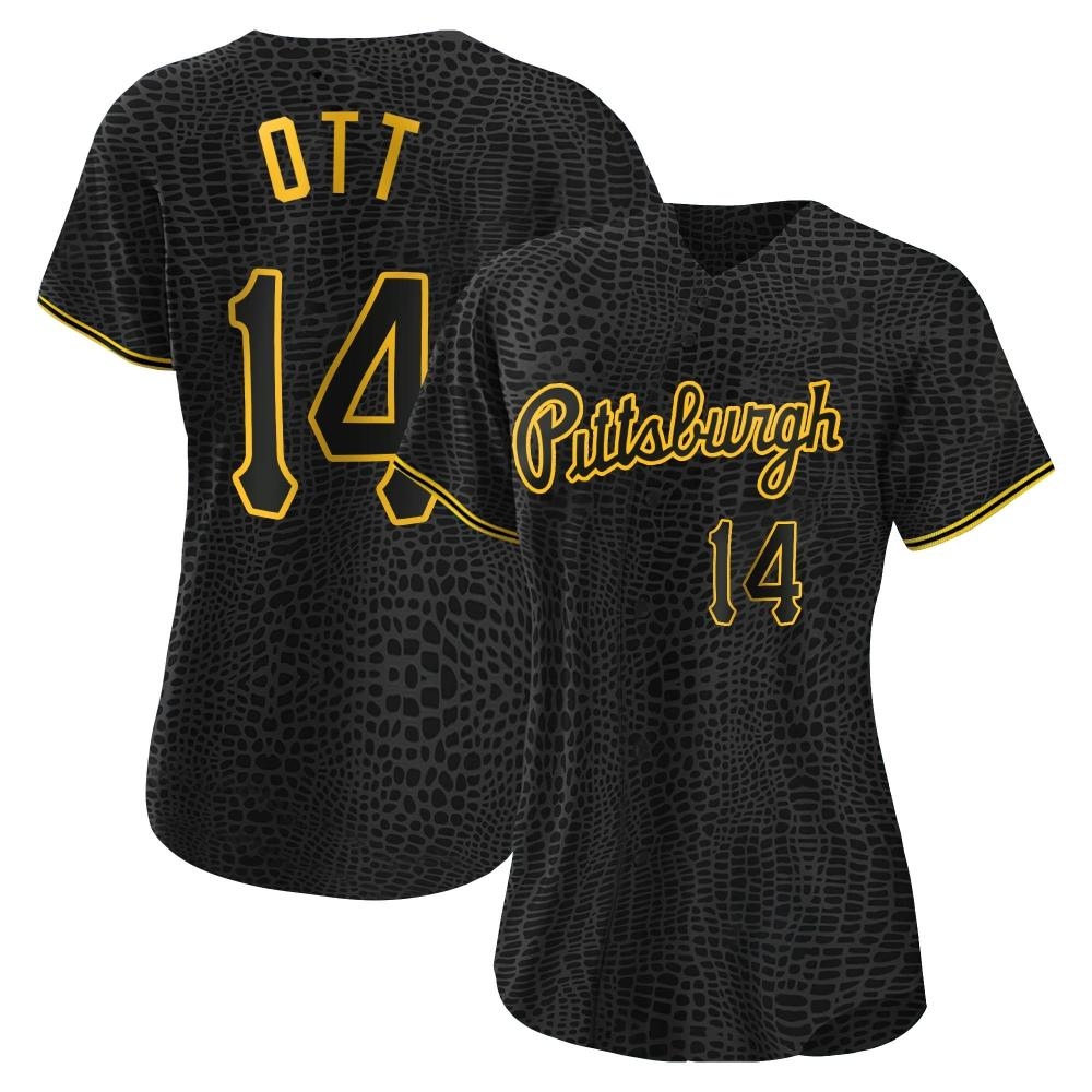 Women's Authentic Pittsburgh Pirates Ed Ott Snake Skin City Jersey - Black Women's Authentic Pittsburgh Pirates Ed Ott Snake Skin City Jersey - Black