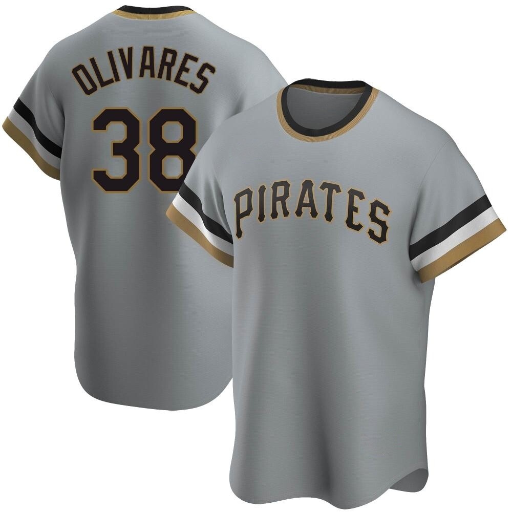 Youth Replica Pittsburgh Pirates Edward Olivares Road Cooperstown Collection Jersey - Gray Youth Replica Pittsburgh Pirates Edward Olivares Road Cooperstown Collection Jersey - Gray