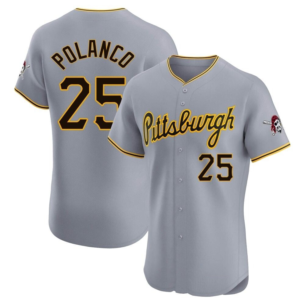 Elite Pittsburgh Pirates Gregory Polanco Road Jersey - Gray Elite Pittsburgh Pirates Gregory Polanco Road Jersey - Gray