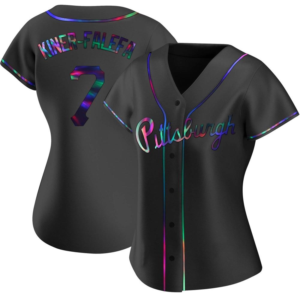 Women's Replica Pittsburgh Pirates Isiah Kiner-Falefa Alternate Jersey - Black Holographic Women's Replica Pittsburgh Pirates Isiah Kiner-Falefa Alternate Jersey - Black Holographic