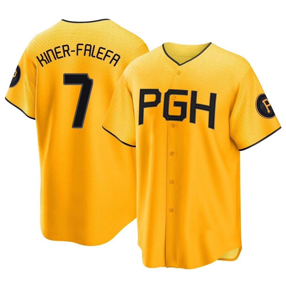 Youth Replica Pittsburgh Pirates Isiah Kiner-Falefa 2023 City Connect Jersey - Gold Youth Replica Pittsburgh Pirates Isiah Kiner-Falefa 2023 City Connect Jersey - Gold