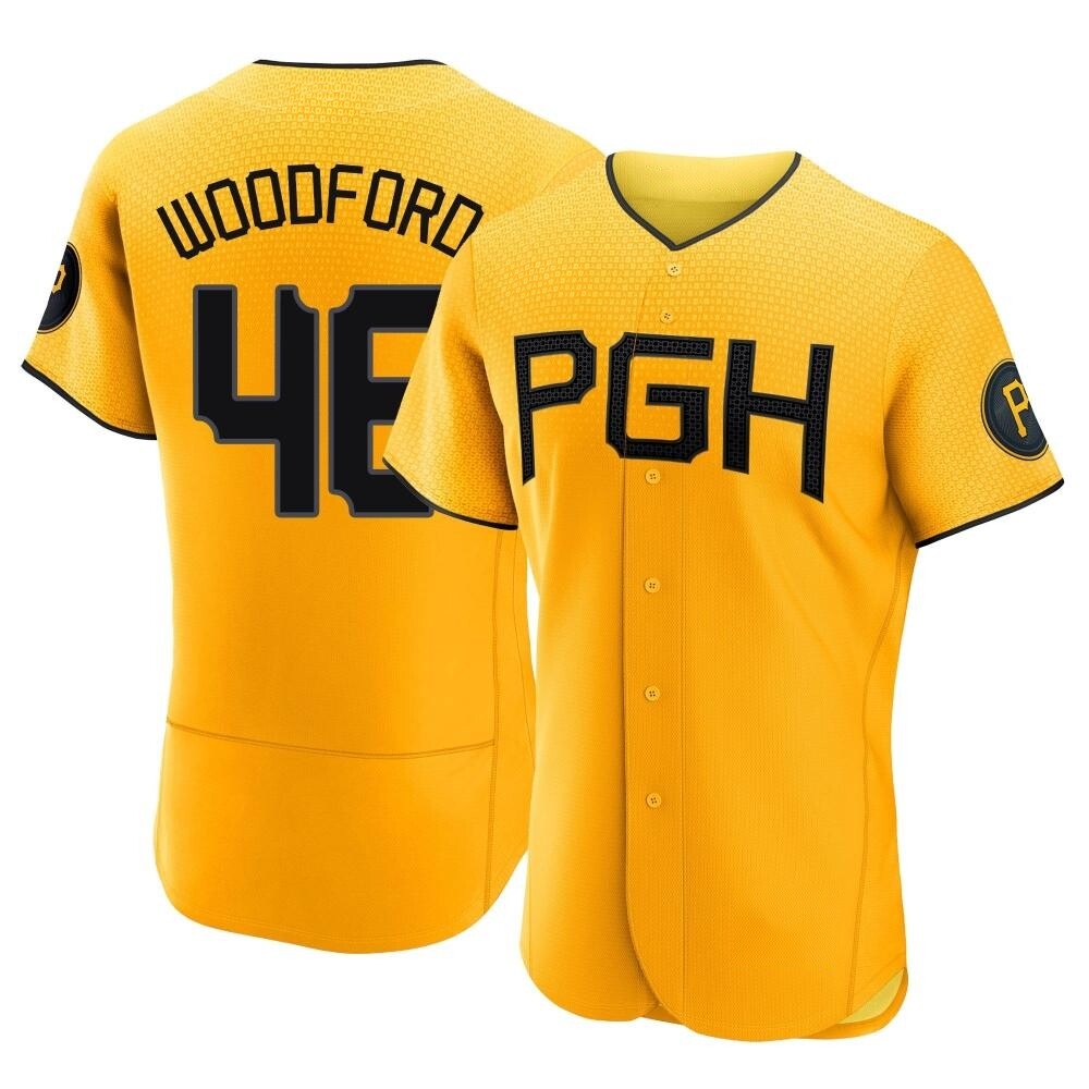 Authentic Pittsburgh Pirates Jake Woodford 2023 City Connect Jersey - Gold Authentic Pittsburgh Pirates Jake Woodford 2023 City Connect Jersey - Gold