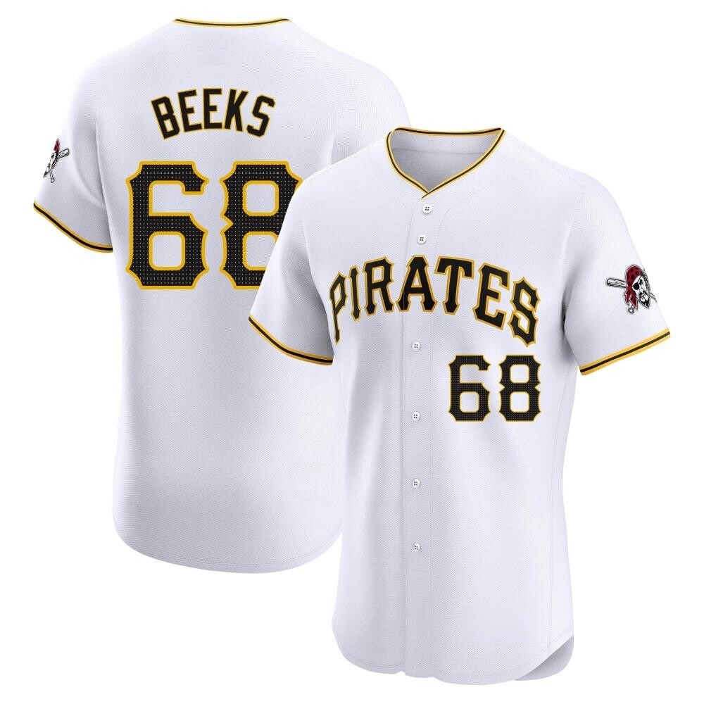Elite Pittsburgh Pirates Jalen Beeks Home Jersey - White Elite Pittsburgh Pirates Jalen Beeks Home Jersey - White