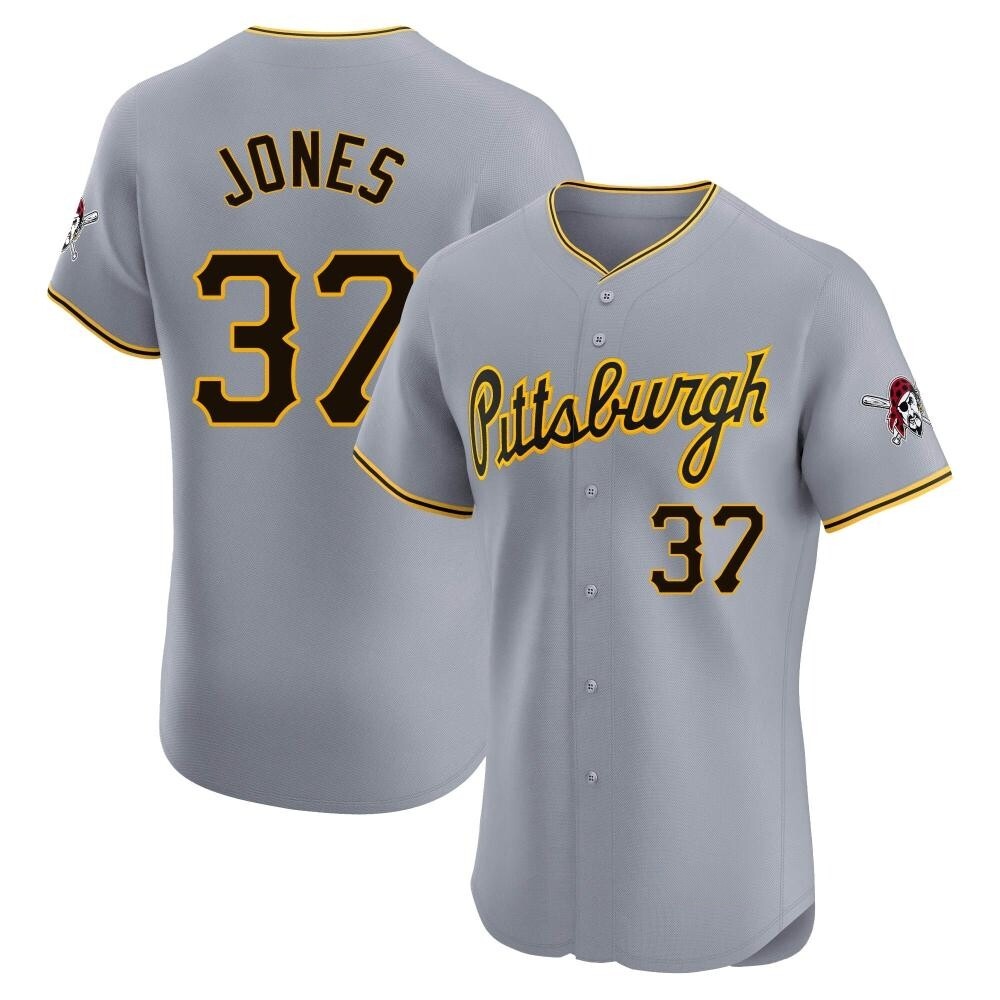 Elite Pittsburgh Pirates Jared Jones Road Jersey - Gray Elite Pittsburgh Pirates Jared Jones Road Jersey - Gray
