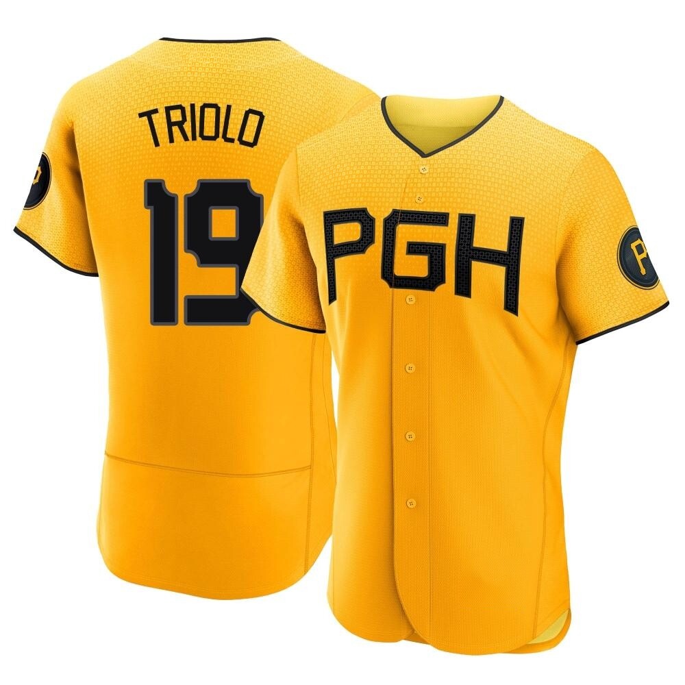 Authentic Pittsburgh Pirates Jared Triolo 2023 City Connect Jersey - Gold Authentic Pittsburgh Pirates Jared Triolo 2023 City Connect Jersey - Gold