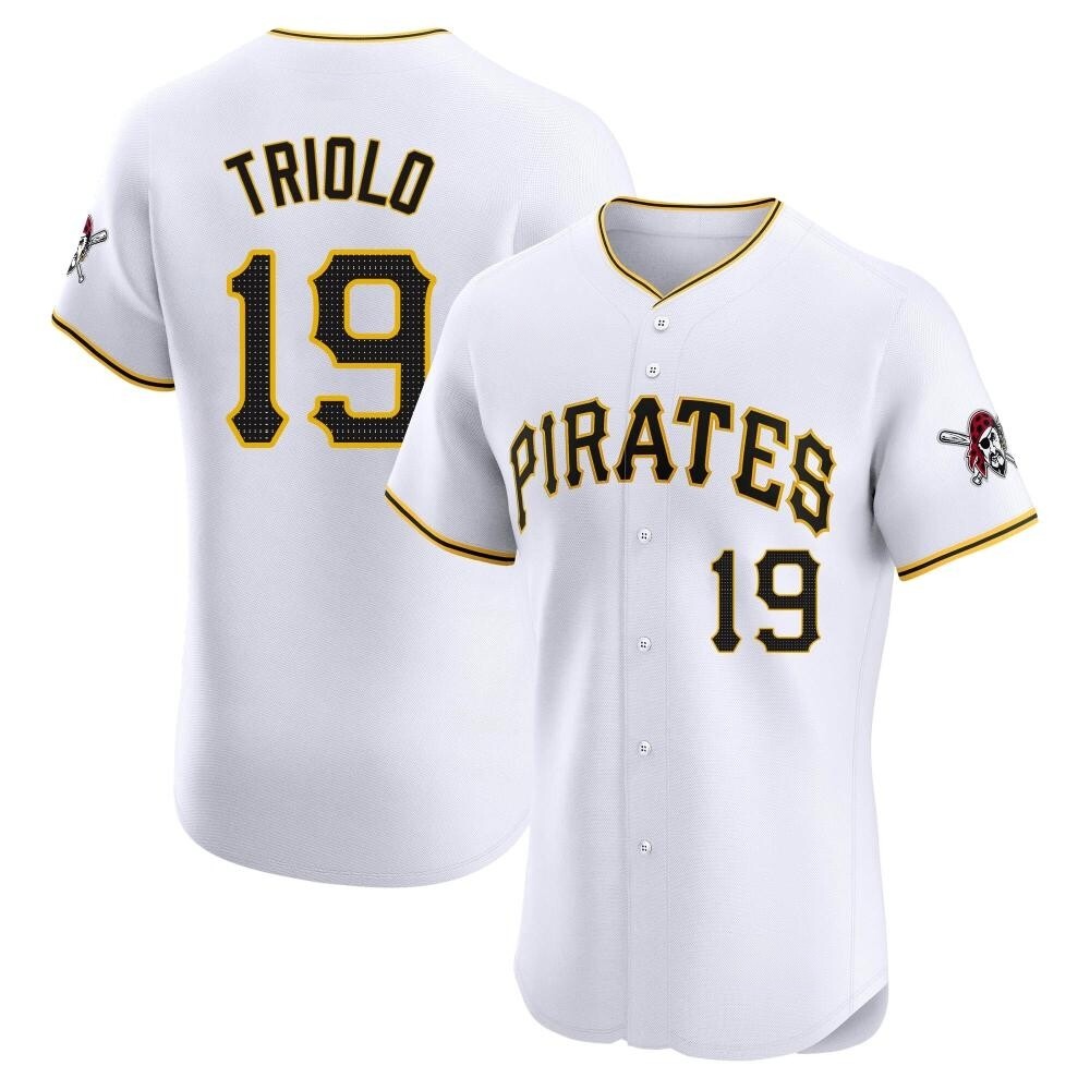 Elite Pittsburgh Pirates Jared Triolo Home Jersey - White Elite Pittsburgh Pirates Jared Triolo Home Jersey - White
