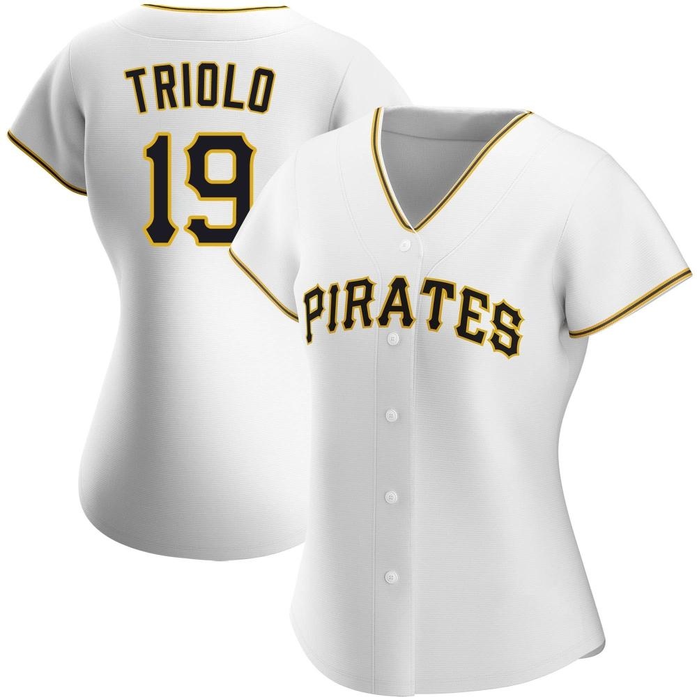 Women's Authentic Pittsburgh Pirates Jared Triolo Home Jersey - White Women's Authentic Pittsburgh Pirates Jared Triolo Home Jersey - White