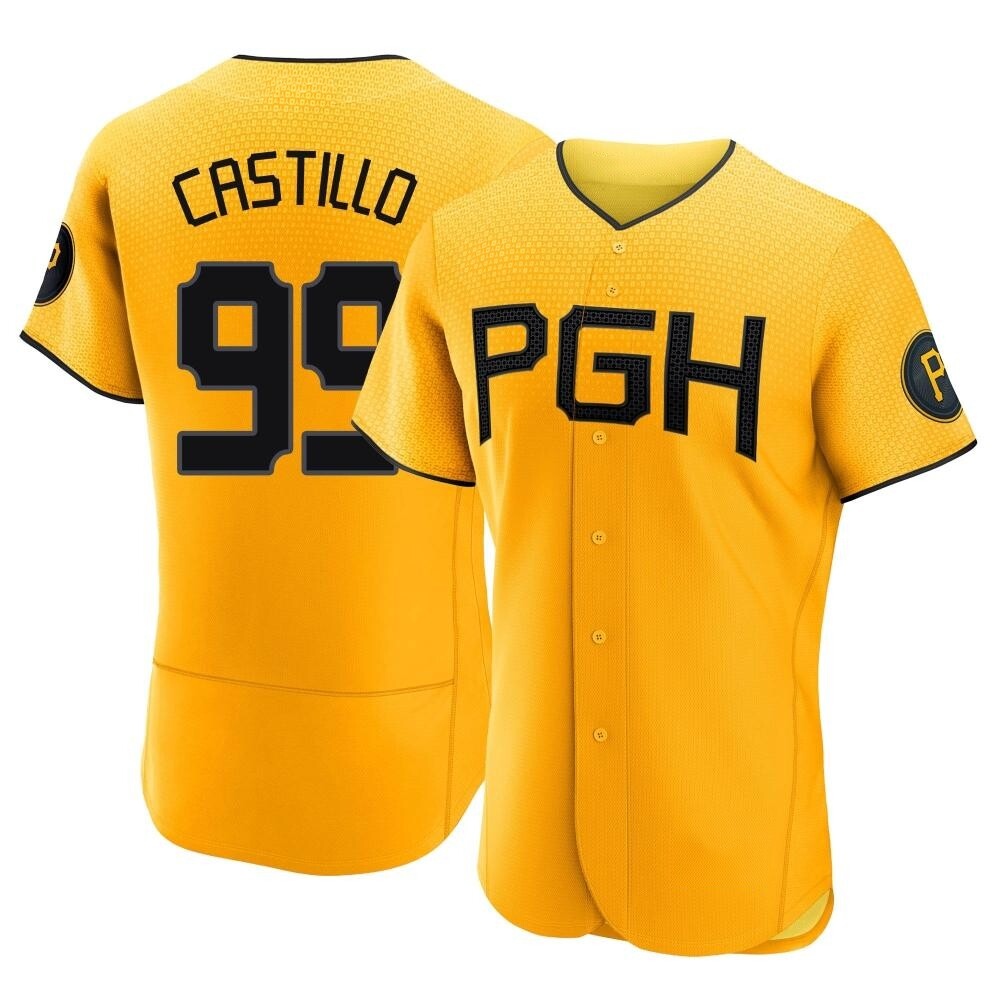 Authentic Pittsburgh Pirates Jesus Castillo 2023 City Connect Jersey - Gold Authentic Pittsburgh Pirates Jesus Castillo 2023 City Connect Jersey - Gold