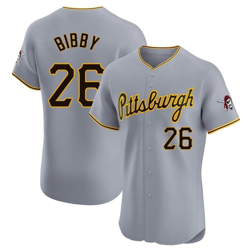 Elite Pittsburgh Pirates Jim Bibby Road Jersey - Gray Elite Pittsburgh Pirates Jim Bibby Road Jersey - Gray