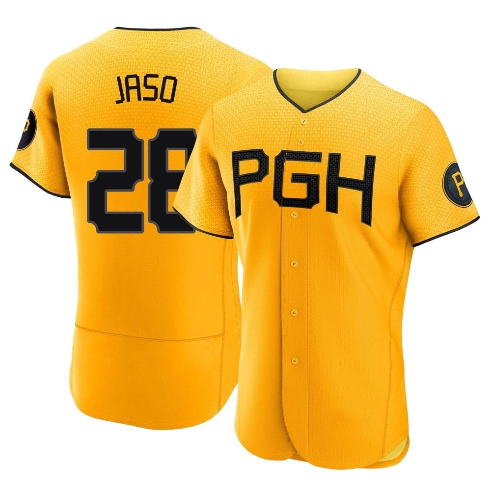 Authentic Pittsburgh Pirates John Jaso 2023 City Connect Jersey - Gold Authentic Pittsburgh Pirates John Jaso 2023 City Connect Jersey - Gold