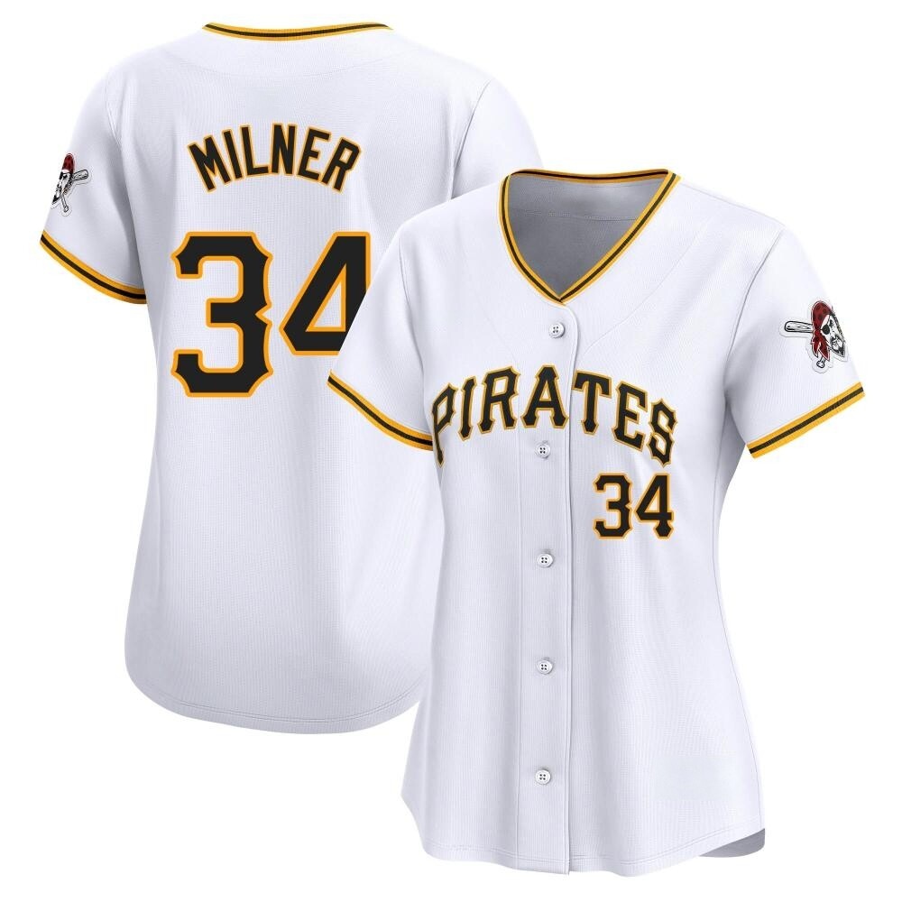 Women's Limited Pittsburgh Pirates John Milner Home Jersey - White Women's Limited Pittsburgh Pirates John Milner Home Jersey - White