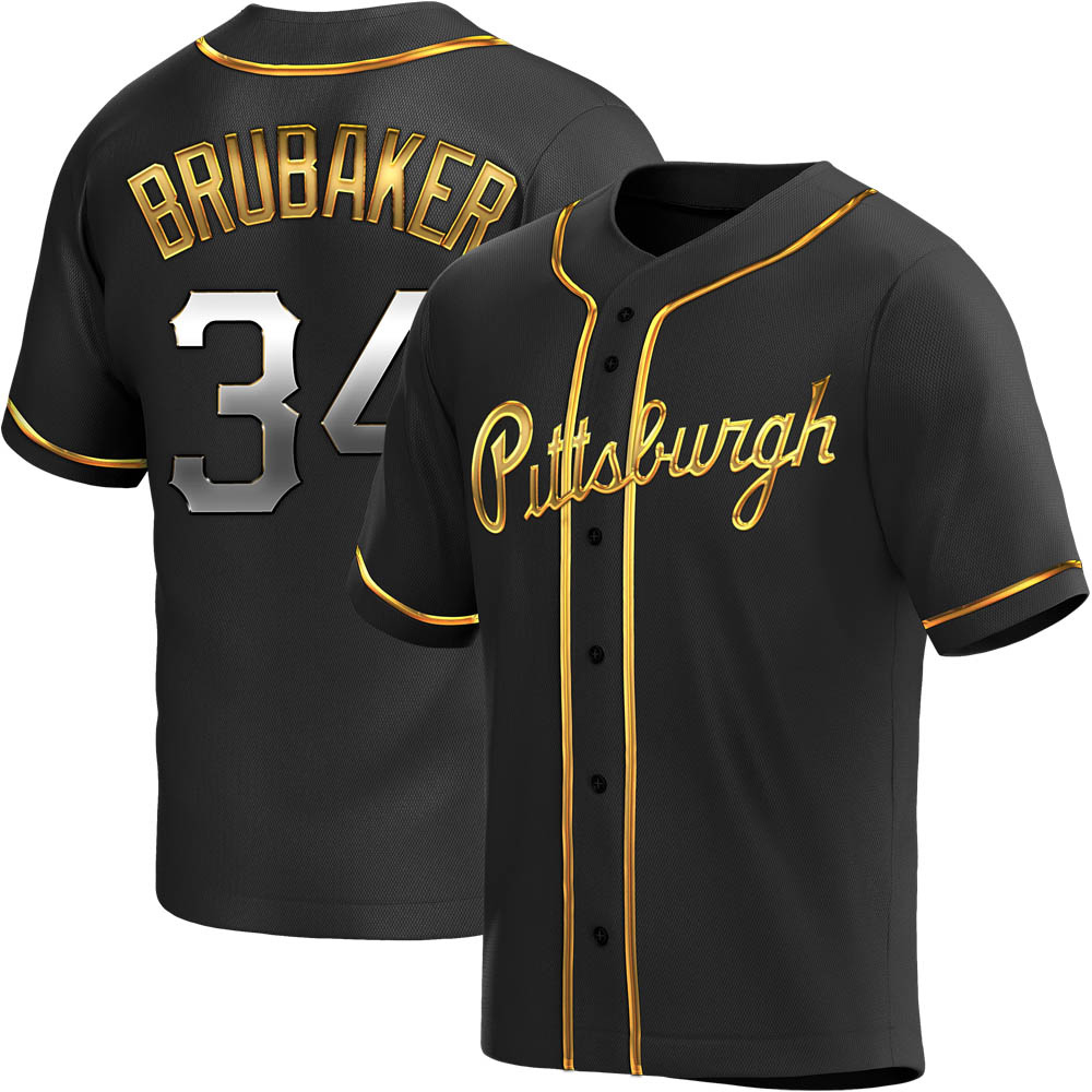 Replica Pittsburgh Pirates JT Brubaker Alternate Jersey - Black Golden Replica Pittsburgh Pirates JT Brubaker Alternate Jersey - Black Golden