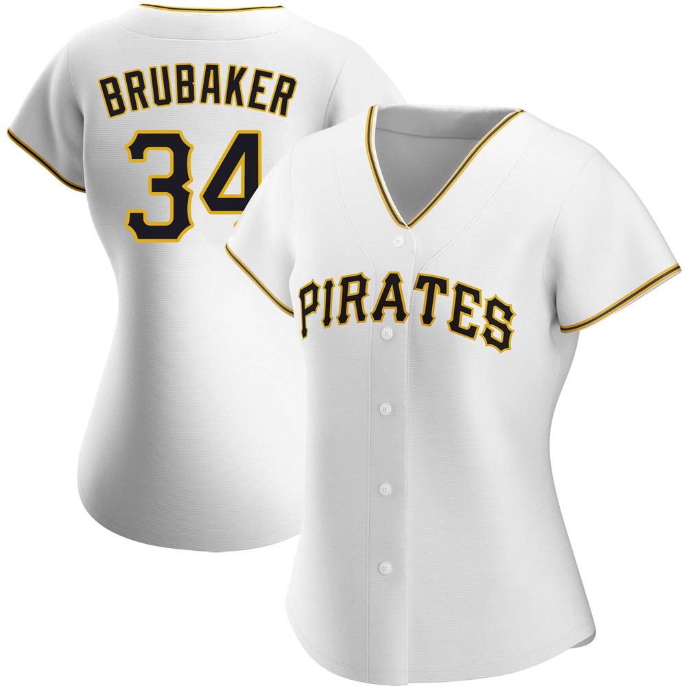 Women's Authentic Pittsburgh Pirates JT Brubaker Home Jersey - White Women's Authentic Pittsburgh Pirates JT Brubaker Home Jersey - White