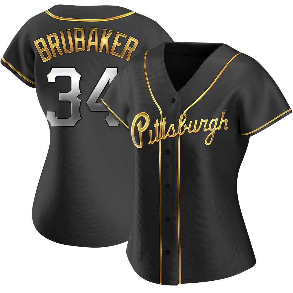 Women's Replica Pittsburgh Pirates JT Brubaker Alternate Jersey - Black Golden Women's Replica Pittsburgh Pirates JT Brubaker Alternate Jersey - Black Golden