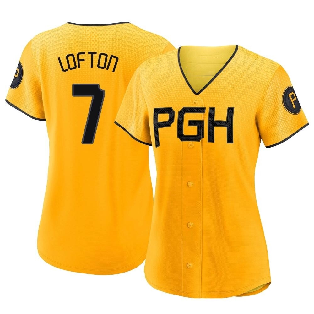Women's Authentic Pittsburgh Pirates Kenny Lofton 2023 City Connect Jersey - Gold Women's Authentic Pittsburgh Pirates Kenny Lofton 2023 City Connect Jersey - Gold