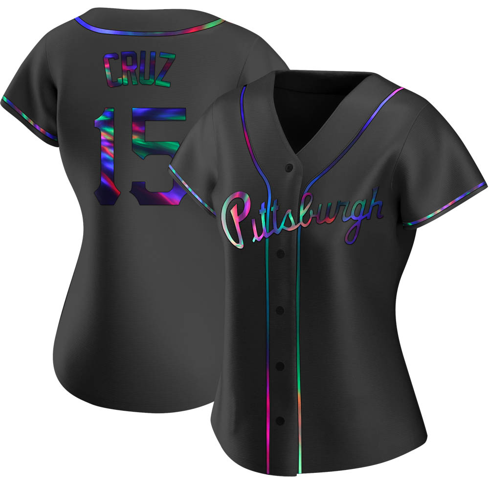 Women's Replica Pittsburgh Pirates Oneil Cruz Alternate Jersey - Black Holographic Women's Replica Pittsburgh Pirates Oneil Cruz Alternate Jersey - Black Holographic
