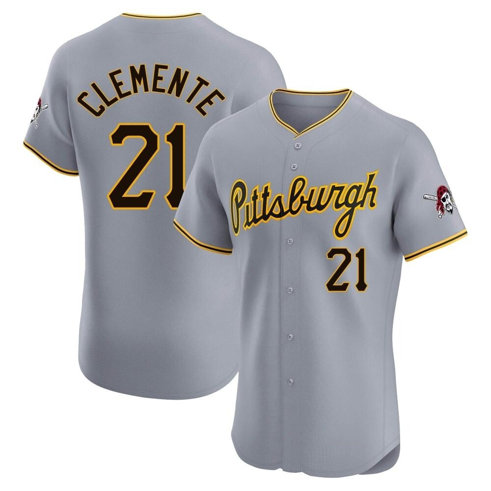 Elite Pittsburgh Pirates Roberto Clemente Road Jersey - Gray Elite Pittsburgh Pirates Roberto Clemente Road Jersey - Gray