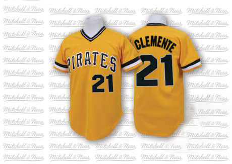 Replica Pittsburgh Pirates Roberto Clemente Mitchell and Ness Throwback Jersey - Gold Replica Pittsburgh Pirates Roberto Clemente Mitchell and Ness Throwback Jersey - Gold