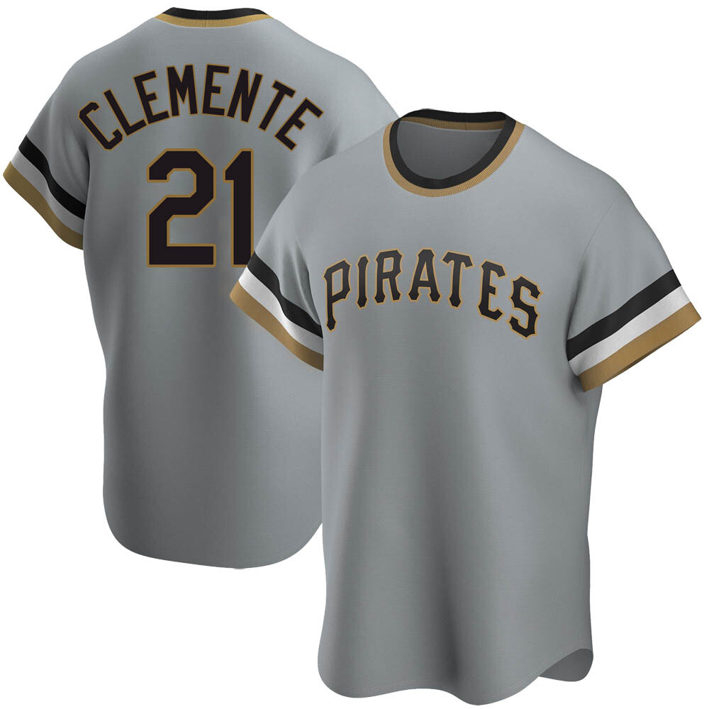 Replica Pittsburgh Pirates Roberto Clemente Road Cooperstown Collection Jersey - Gray Replica Pittsburgh Pirates Roberto Clemente Road Cooperstown Collection Jersey - Gray