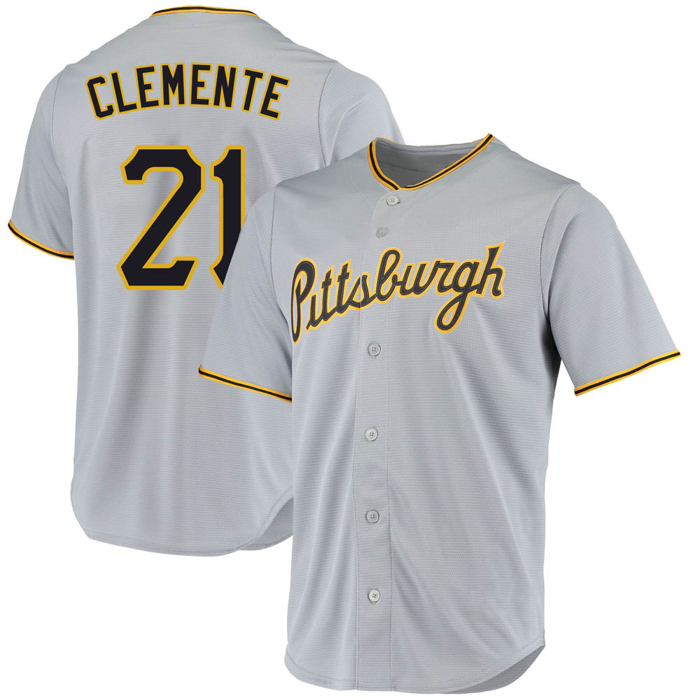 Replica Pittsburgh Pirates Roberto Clemente Road Jersey - Gray Replica Pittsburgh Pirates Roberto Clemente Road Jersey - Gray