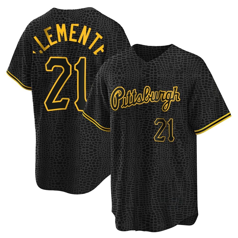 Replica Pittsburgh Pirates Roberto Clemente Snake Skin City Jersey - Black Replica Pittsburgh Pirates Roberto Clemente Snake Skin City Jersey - Black