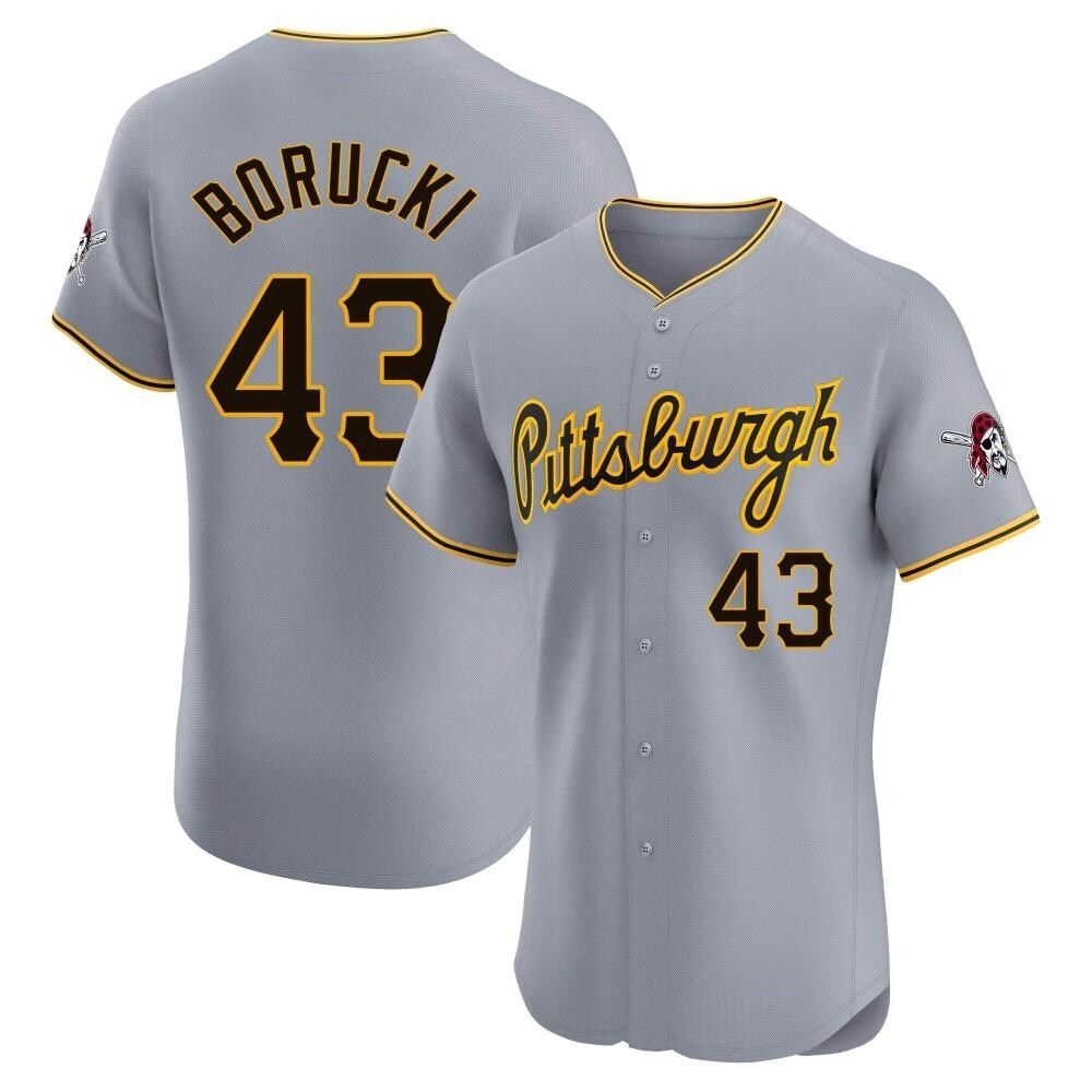 Elite Pittsburgh Pirates Ryan Borucki Road Jersey - Gray Elite Pittsburgh Pirates Ryan Borucki Road Jersey - Gray