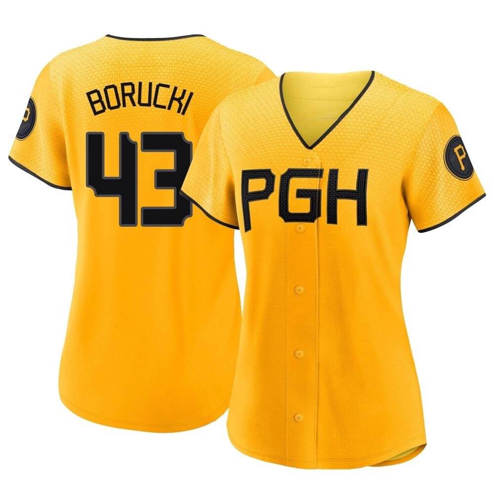 Women's Authentic Pittsburgh Pirates Ryan Borucki 2023 City Connect Jersey - Gold Women's Authentic Pittsburgh Pirates Ryan Borucki 2023 City Connect Jersey - Gold