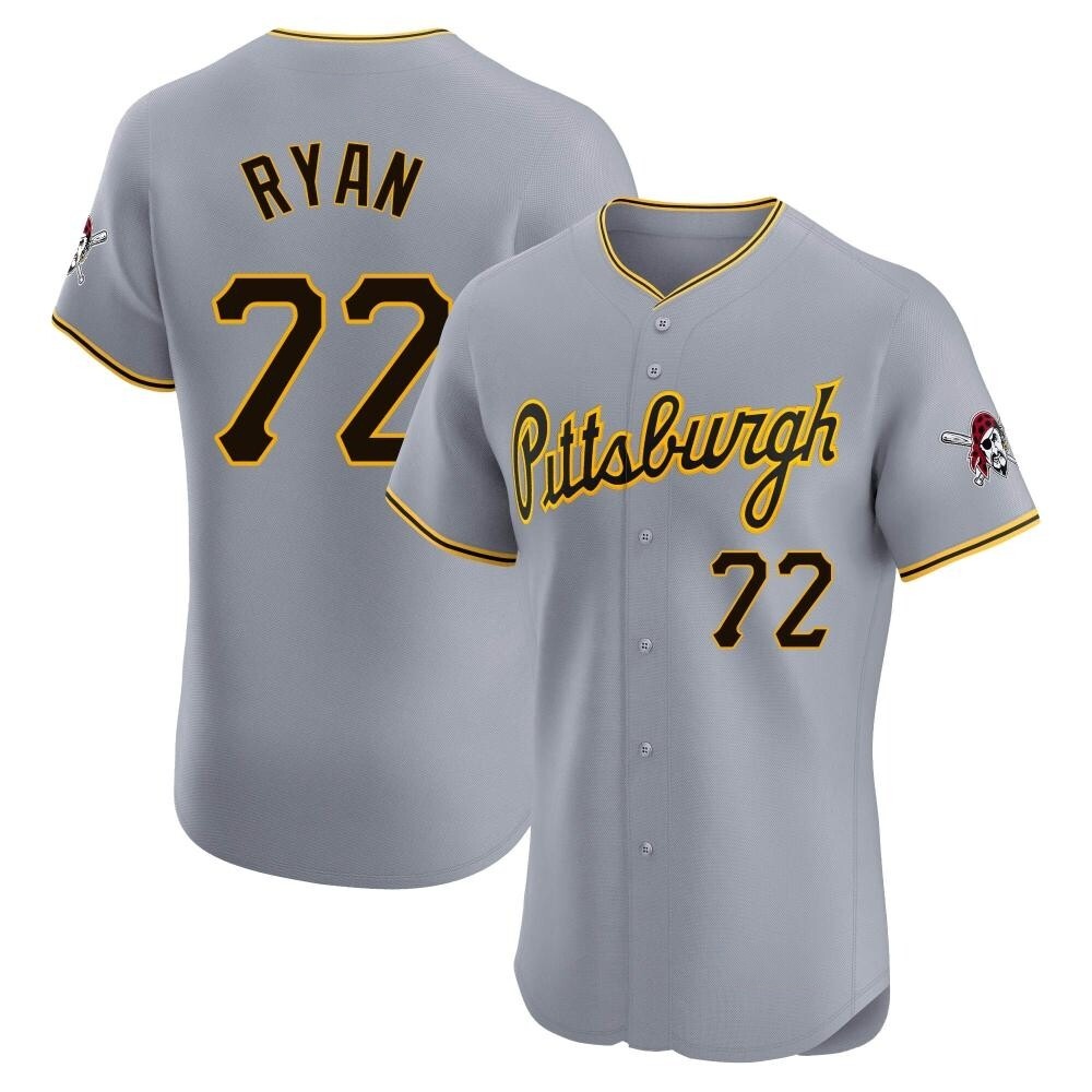 Elite Pittsburgh Pirates Ryder Ryan Road Jersey - Gray Elite Pittsburgh Pirates Ryder Ryan Road Jersey - Gray