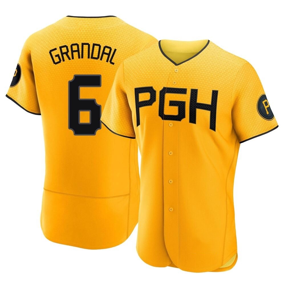 Authentic Pittsburgh Pirates Yasmani Grandal 2023 City Connect Jersey - Gold Authentic Pittsburgh Pirates Yasmani Grandal 2023 City Connect Jersey - Gold