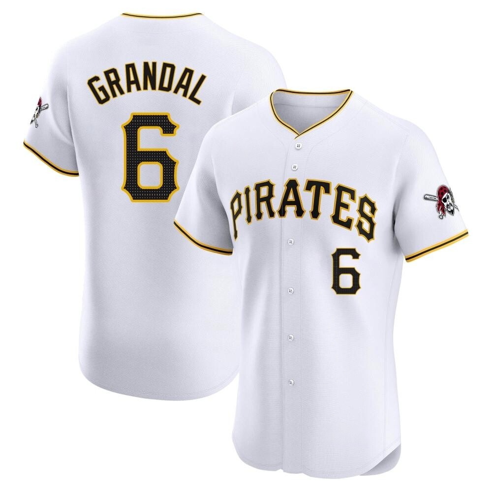 Elite Pittsburgh Pirates Yasmani Grandal Home Jersey - White Elite Pittsburgh Pirates Yasmani Grandal Home Jersey - White