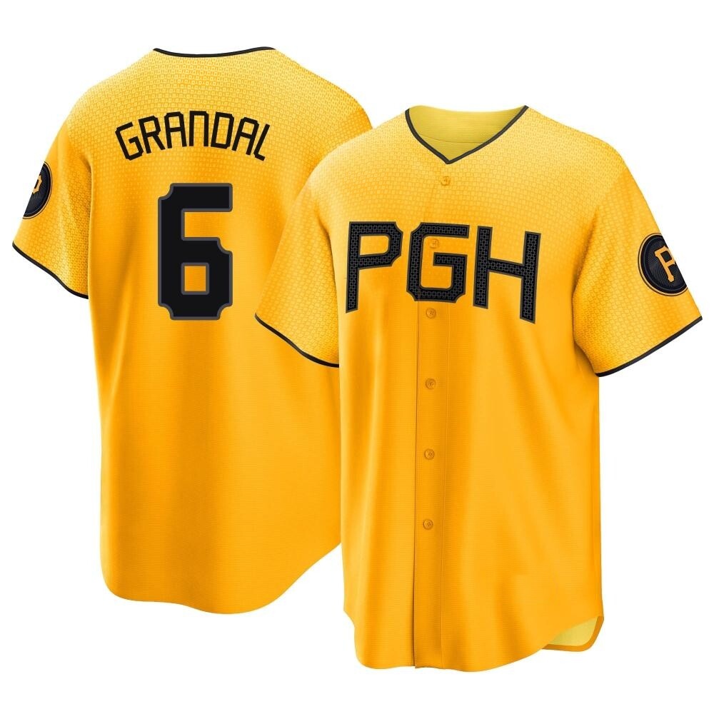Replica Pittsburgh Pirates Yasmani Grandal 2023 City Connect Jersey - Gold Replica Pittsburgh Pirates Yasmani Grandal 2023 City Connect Jersey - Gold