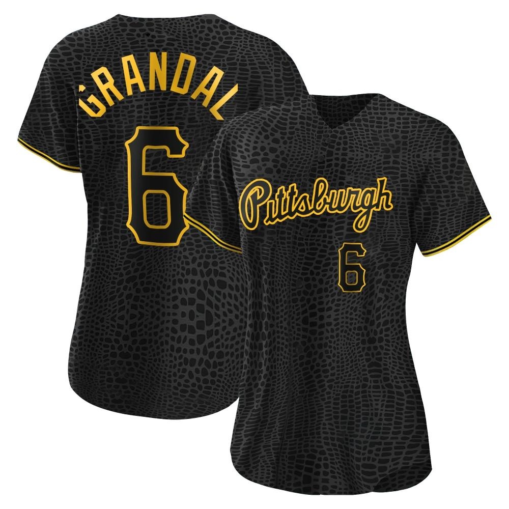 Women's Authentic Pittsburgh Pirates Yasmani Grandal Snake Skin City Jersey - Black Women's Authentic Pittsburgh Pirates Yasmani Grandal Snake Skin City Jersey - Black