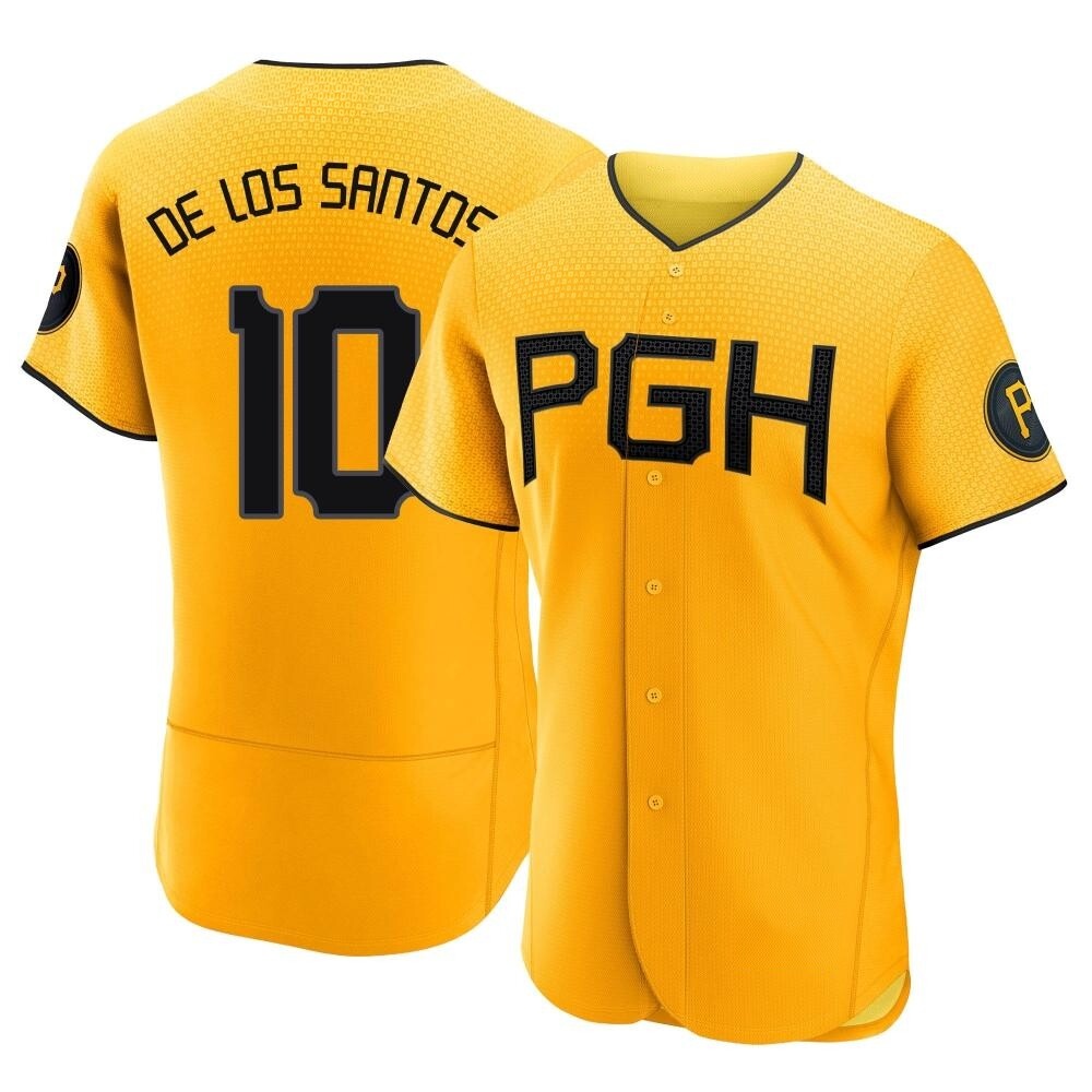 Authentic Pittsburgh Pirates Yordany De Los Santos 2023 City Connect Jersey - Gold Authentic Pittsburgh Pirates Yordany De Los Santos 2023 City Connect Jersey - Gold