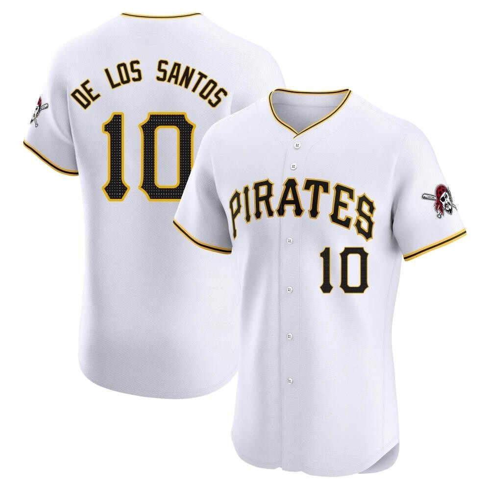 Elite Pittsburgh Pirates Yordany De Los Santos Home Jersey - White Elite Pittsburgh Pirates Yordany De Los Santos Home Jersey - White
