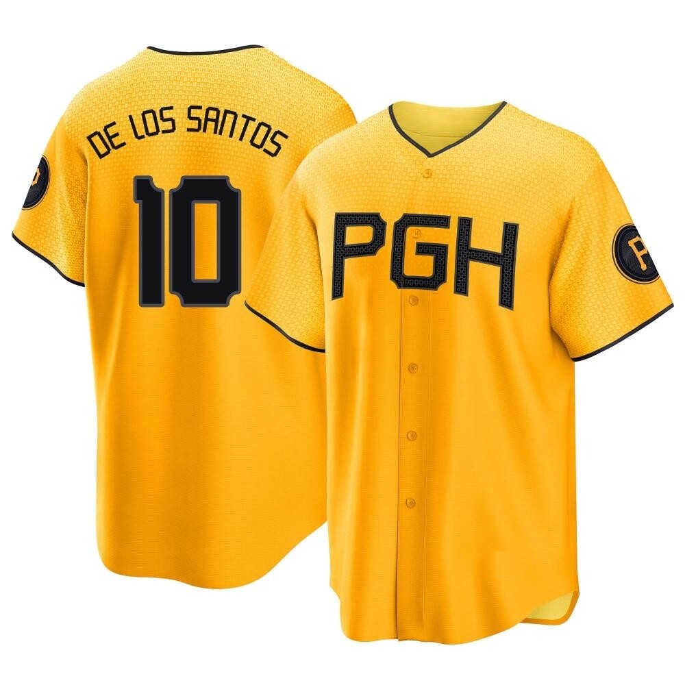 Replica Pittsburgh Pirates Yordany De Los Santos 2023 City Connect Jersey - Gold Replica Pittsburgh Pirates Yordany De Los Santos 2023 City Connect Jersey - Gold